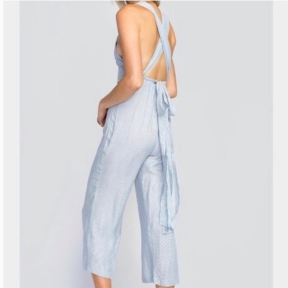 Wildfox Chambray Striped Romper Jumpsuit NWT - L - Picture 3 of 3